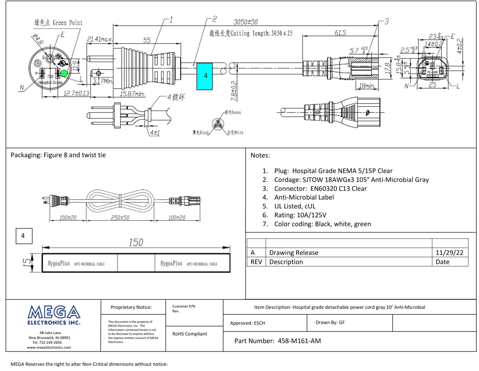 Anti Microbial Power Cords MEGA ELECTRONICS, INC.